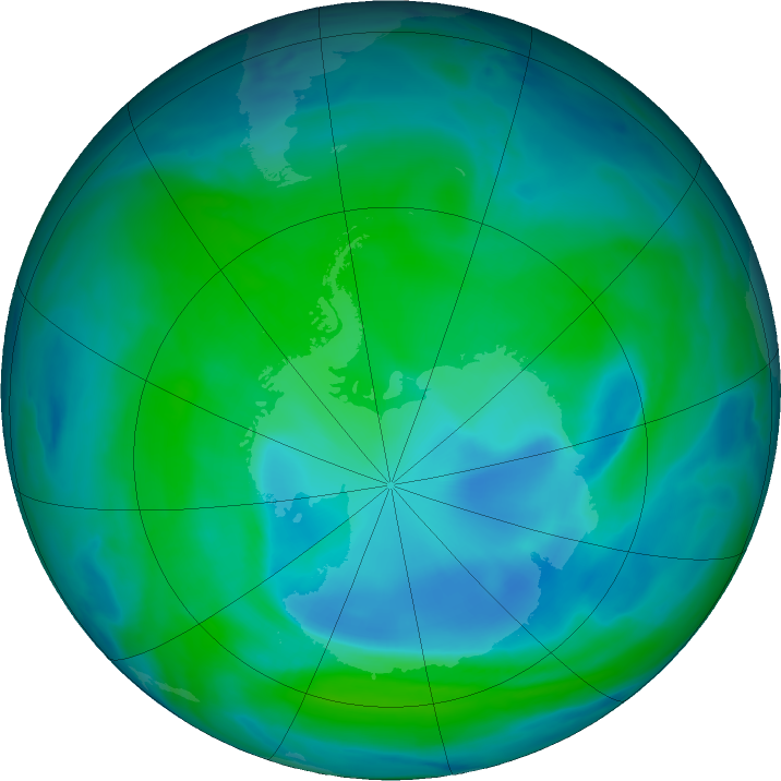 Antarctic ozone map for 28 December 2021